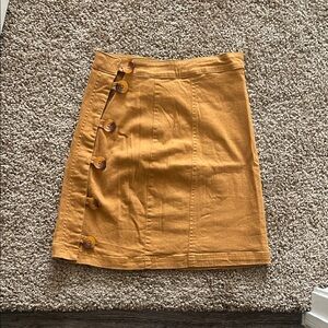 Miami Mustard Button-Detail Mini Skirt